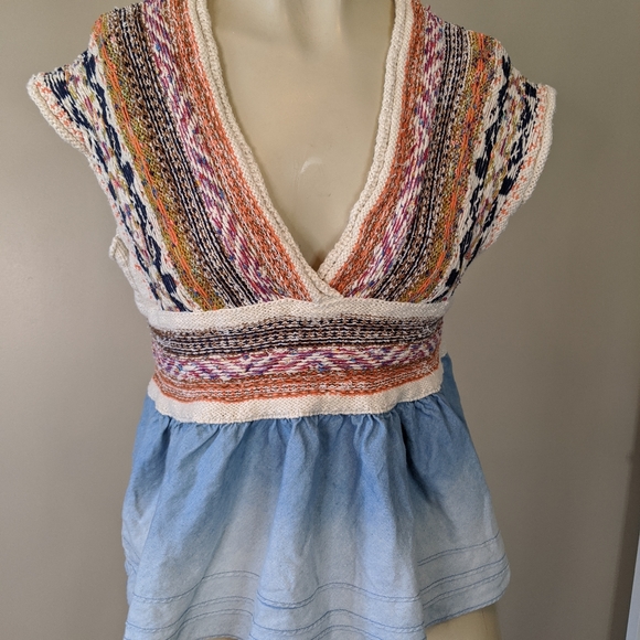 Anthropologie pilco babydoll peplum knit shirt - Picture 3 of 12